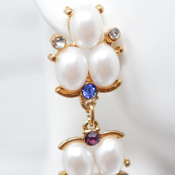 1.75" Drop Dangle Pearl Blue/Purple Earrings - Picture 11 of 12